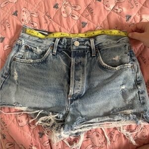 Agolde Faded Blue Ripped Jean Shorts